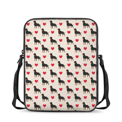 Love Rottweiler Pattern Print Rectangular Crossbody Bag