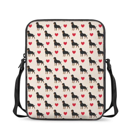 Love Rottweiler Pattern Print Rectangular Crossbody Bag