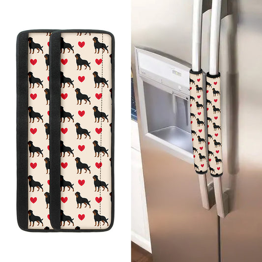 Love Rottweiler Pattern Print Refrigerator Handle Covers