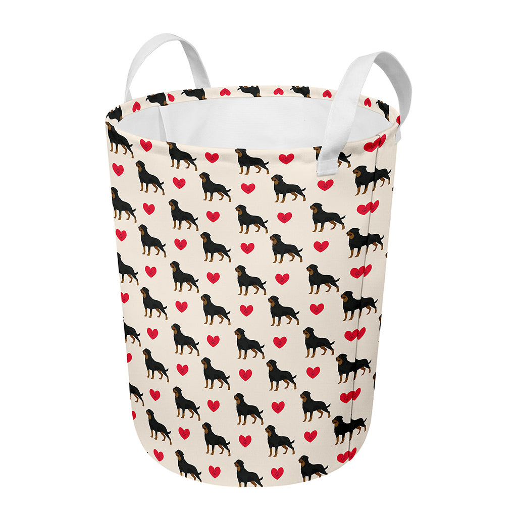 Love Rottweiler Pattern Print Round Laundry Basket