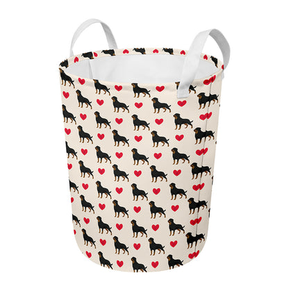 Love Rottweiler Pattern Print Round Laundry Basket