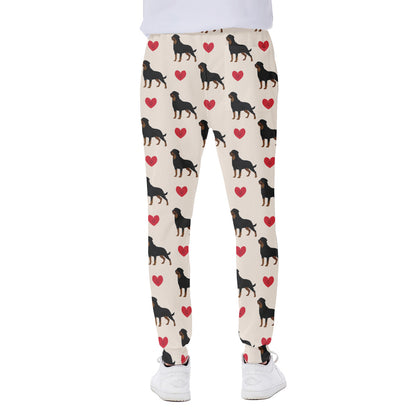 Love Rottweiler Pattern Print Scuba Joggers