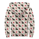 Love Rottweiler Pattern Print Sherpa Lined Zip Up Hoodie