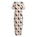 Love Rottweiler Pattern Print Short Sleeve Long Nightdress
