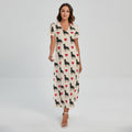Love Rottweiler Pattern Print Short Sleeve Maxi Dress