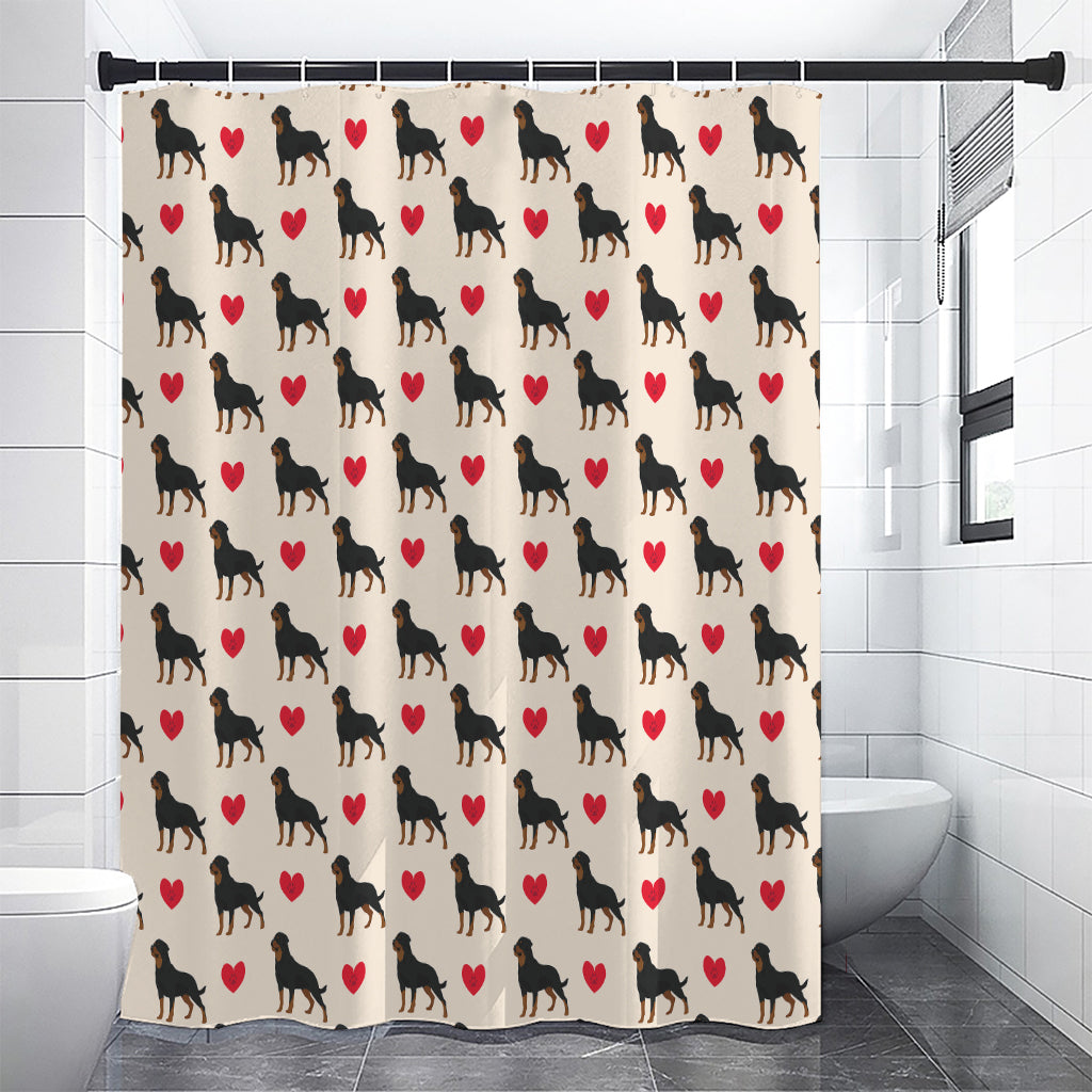 Love Rottweiler Pattern Print Shower Curtain
