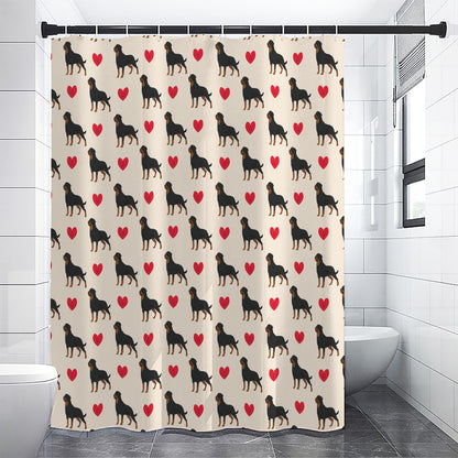 Love Rottweiler Pattern Print Shower Curtain