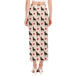Love Rottweiler Pattern Print Side Slit Maxi Skirt
