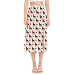 Love Rottweiler Pattern Print Side Slit Midi Skirt