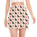 Love Rottweiler Pattern Print Side Slit Mini Skirt