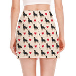 Love Rottweiler Pattern Print Side Slit Mini Skirt