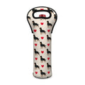 Love Rottweiler Pattern Print Single Neoprene Wine Tote