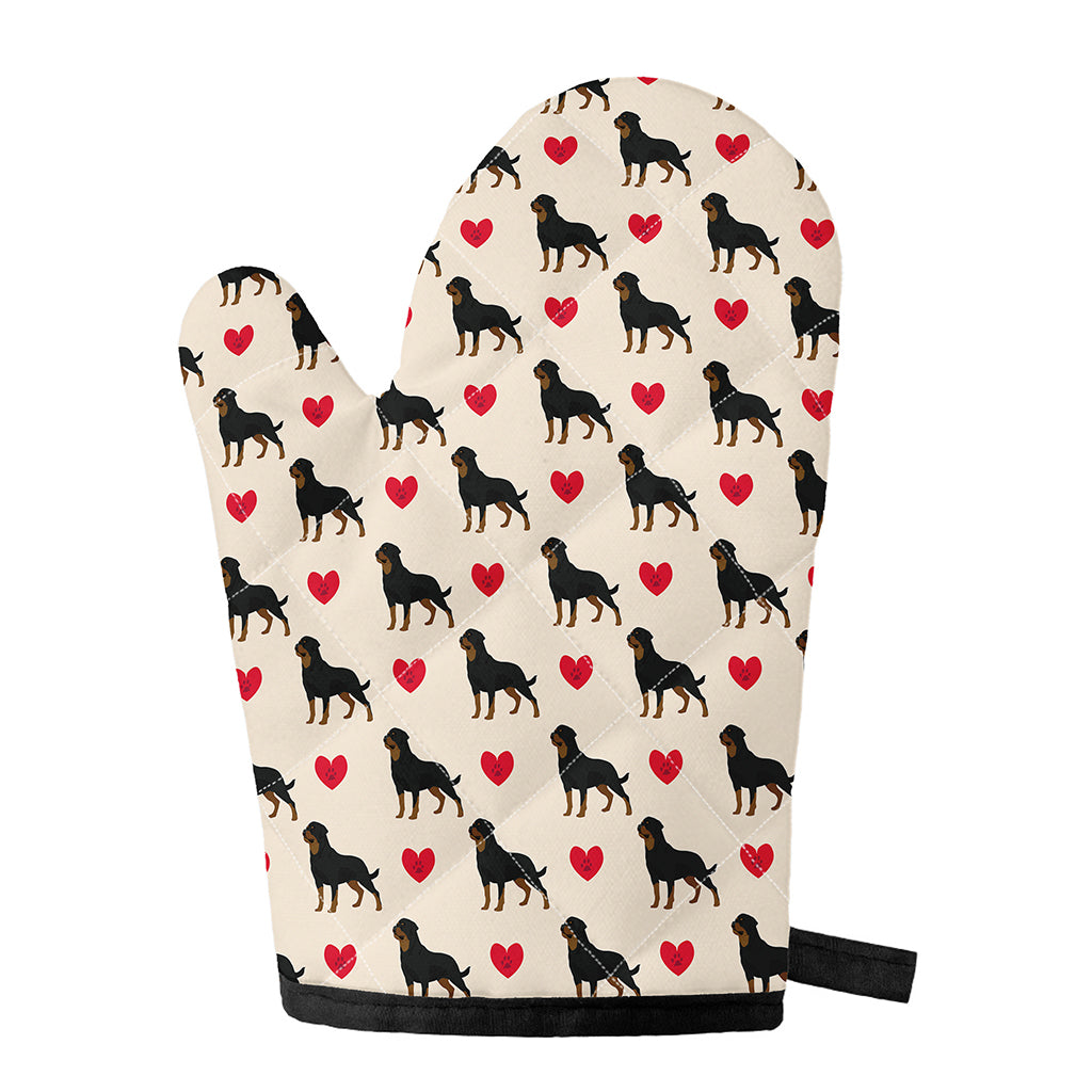 Love Rottweiler Pattern Print Single Oven Mitt