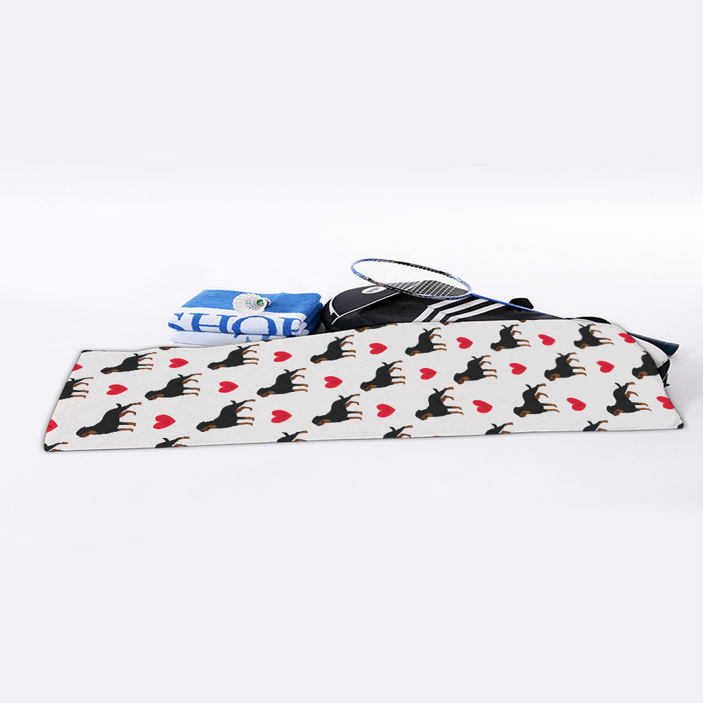 Love Rottweiler Pattern Print Sports Towel