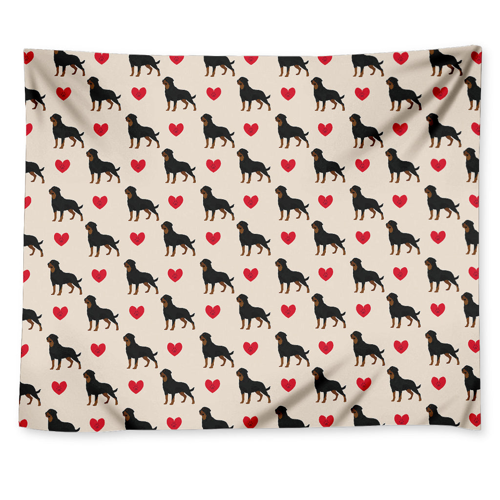 Love Rottweiler Pattern Print Tapestry
