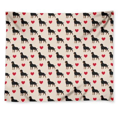 Love Rottweiler Pattern Print Tapestry