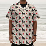 Love Rottweiler Pattern Print Textured Short Sleeve Shirt