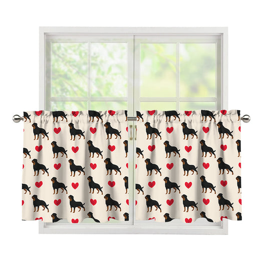 Love Rottweiler Pattern Print Tier Curtains