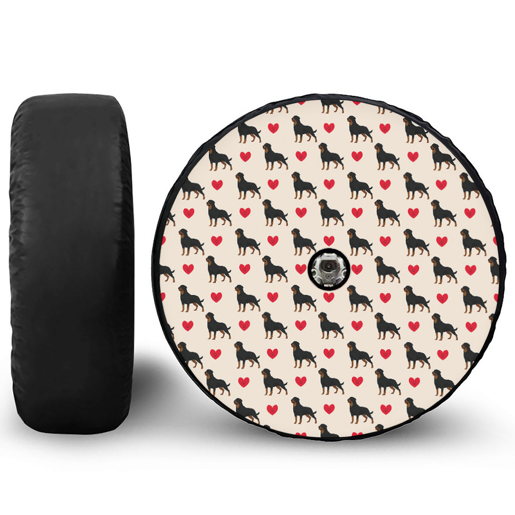 Love Rottweiler Pattern Print Tire Cover With Camera Hole