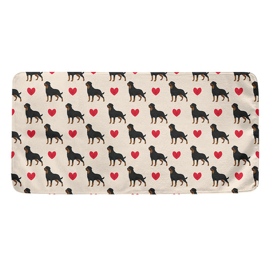Love Rottweiler Pattern Print Towel