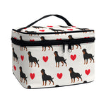Love Rottweiler Pattern Print Travel Makeup Bag