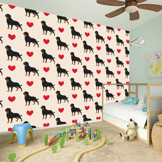 Love Rottweiler Pattern Print Wall Sticker