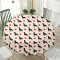 Love Rottweiler Pattern Print Waterproof Round Tablecloth