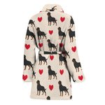 Love Rottweiler Pattern Print Women's Bathrobe