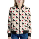 Love Rottweiler Pattern Print Women's Bomber Jacket