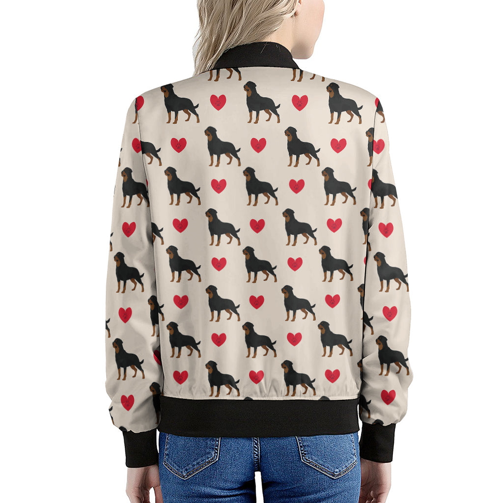 Love Rottweiler Pattern Print Women's Bomber Jacket