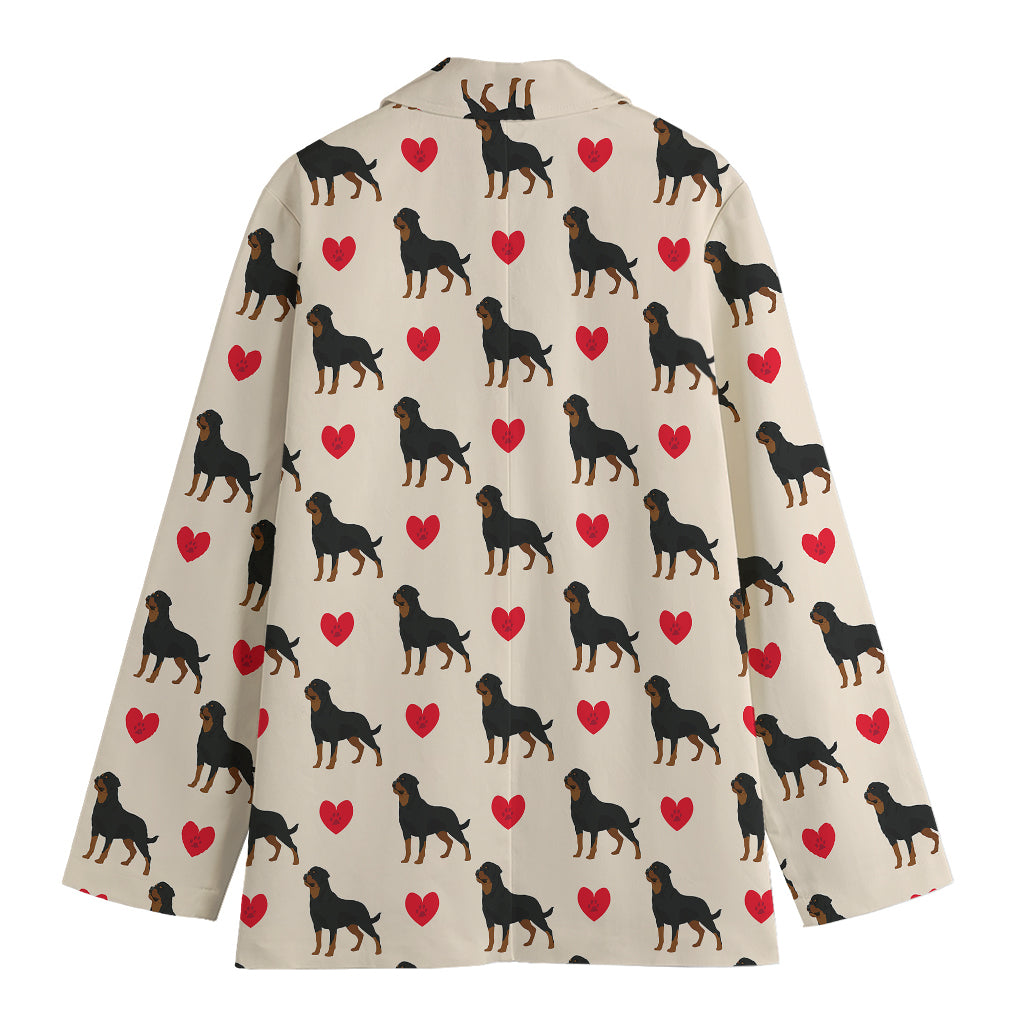 Love Rottweiler Pattern Print Women's Cotton Blazer