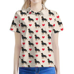 Love Rottweiler Pattern Print Women's Polo Shirt