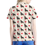 Love Rottweiler Pattern Print Women's Polo Shirt