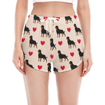 Love Rottweiler Pattern Print Women's Split Running Shorts