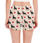 Love Rottweiler Pattern Print Women's Split Running Shorts