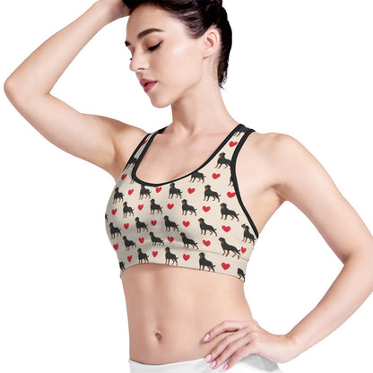 Love Rottweiler Pattern Print Women's Sports Bra