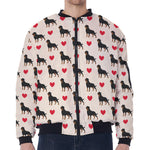 Love Rottweiler Pattern Print Zip Sleeve Bomber Jacket