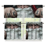 Love Xmas Santa Claus Print 3 Piece Kitchen Curtains