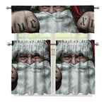 Love Xmas Santa Claus Print 3 Piece Kitchen Curtains