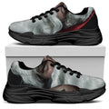 Love Xmas Santa Claus Print Black Chunky Shoes