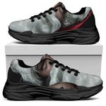 Love Xmas Santa Claus Print Black Chunky Shoes