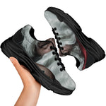 Love Xmas Santa Claus Print Black Chunky Shoes