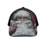 Love Xmas Santa Claus Print Black Mesh Trucker Cap