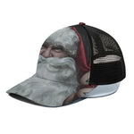 Love Xmas Santa Claus Print Black Mesh Trucker Cap