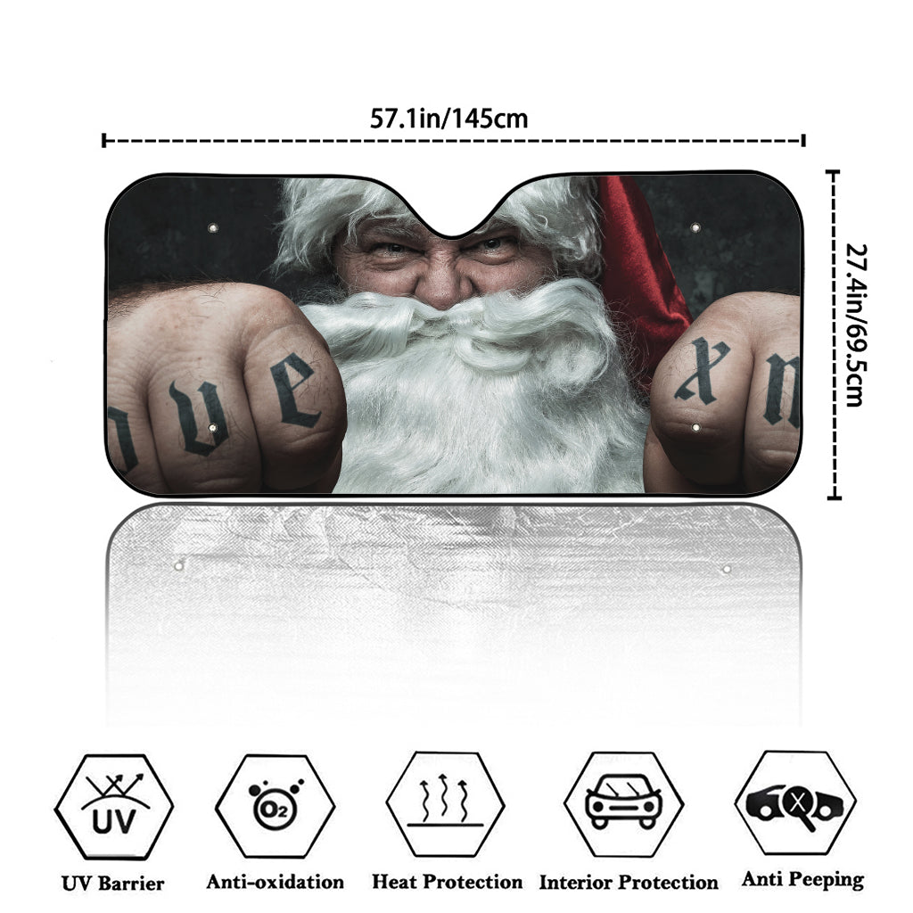 Love Xmas Santa Claus Print Car Windshield Sun Shade