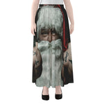 Love Xmas Santa Claus Print Chiffon Maxi Skirt