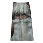 Love Xmas Santa Claus Print Cotton Front Slit Maxi Skirt