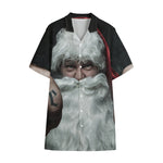 Love Xmas Santa Claus Print Cotton Hawaiian Shirt