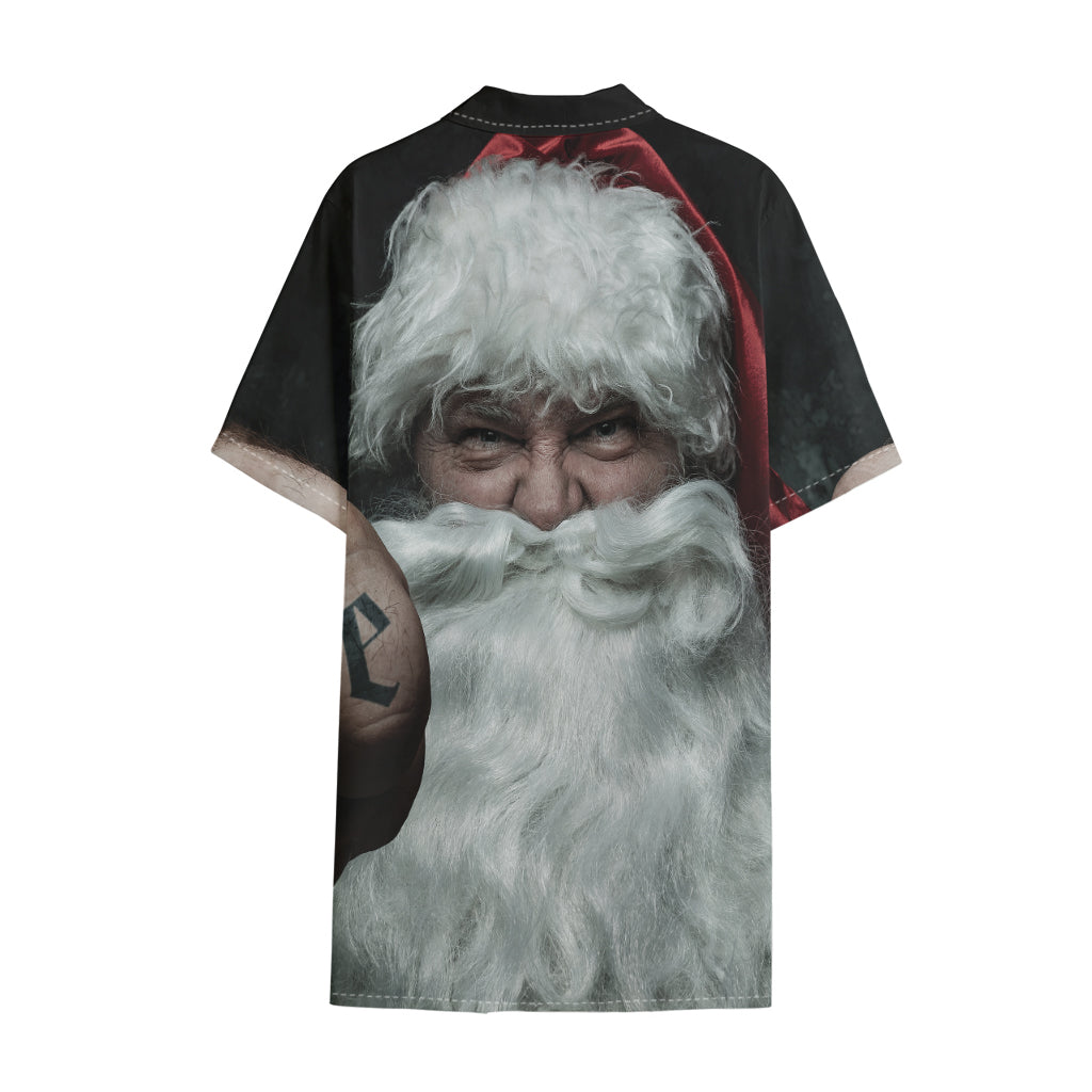 Love Xmas Santa Claus Print Cotton Hawaiian Shirt