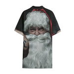 Love Xmas Santa Claus Print Cotton Hawaiian Shirt
